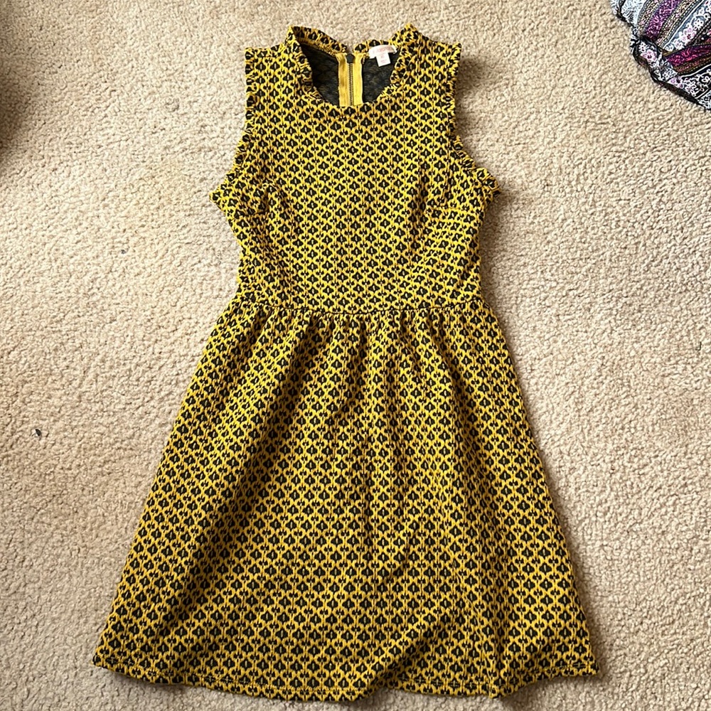 Xhilaration Size XS mustard and black patterned dress